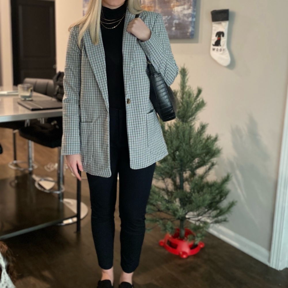 Oversized plaid blazer